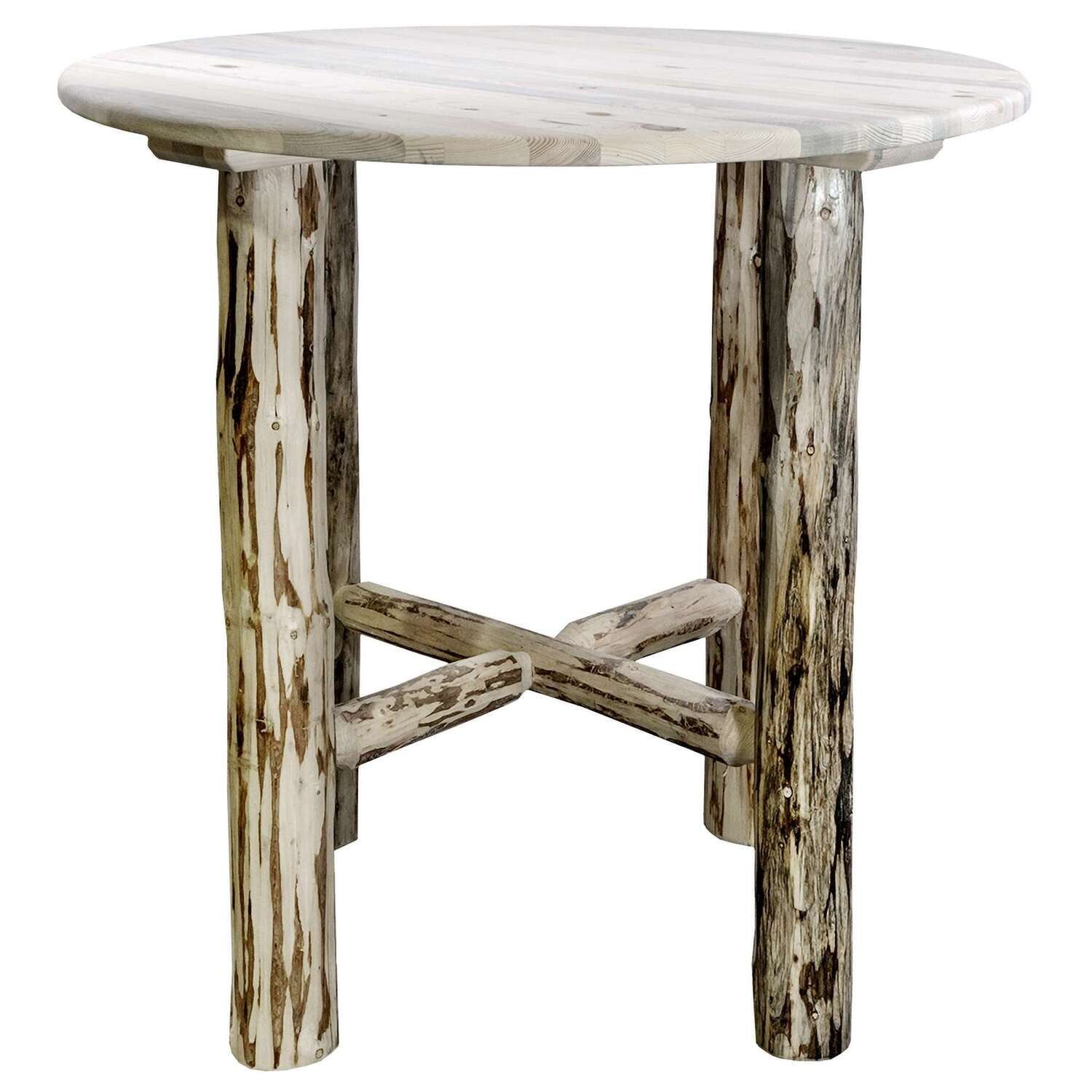 Rustic Round Lodge Pole Pine Bar Height Bistro Table