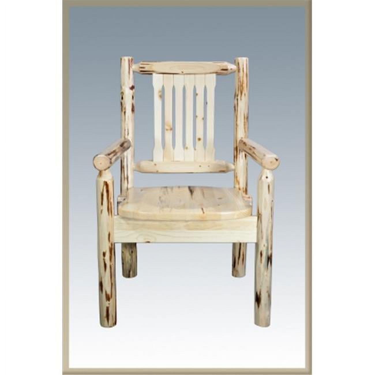 Montana Lodge Pole Pine Handcrafted Captain's Arm Chair, Unfinished