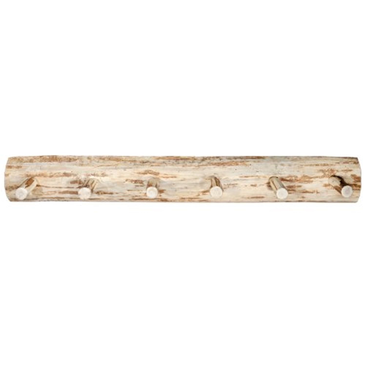 Rustic Montana 60" Pine Log Wall-Mounted Coat Rack with 8 Pegs