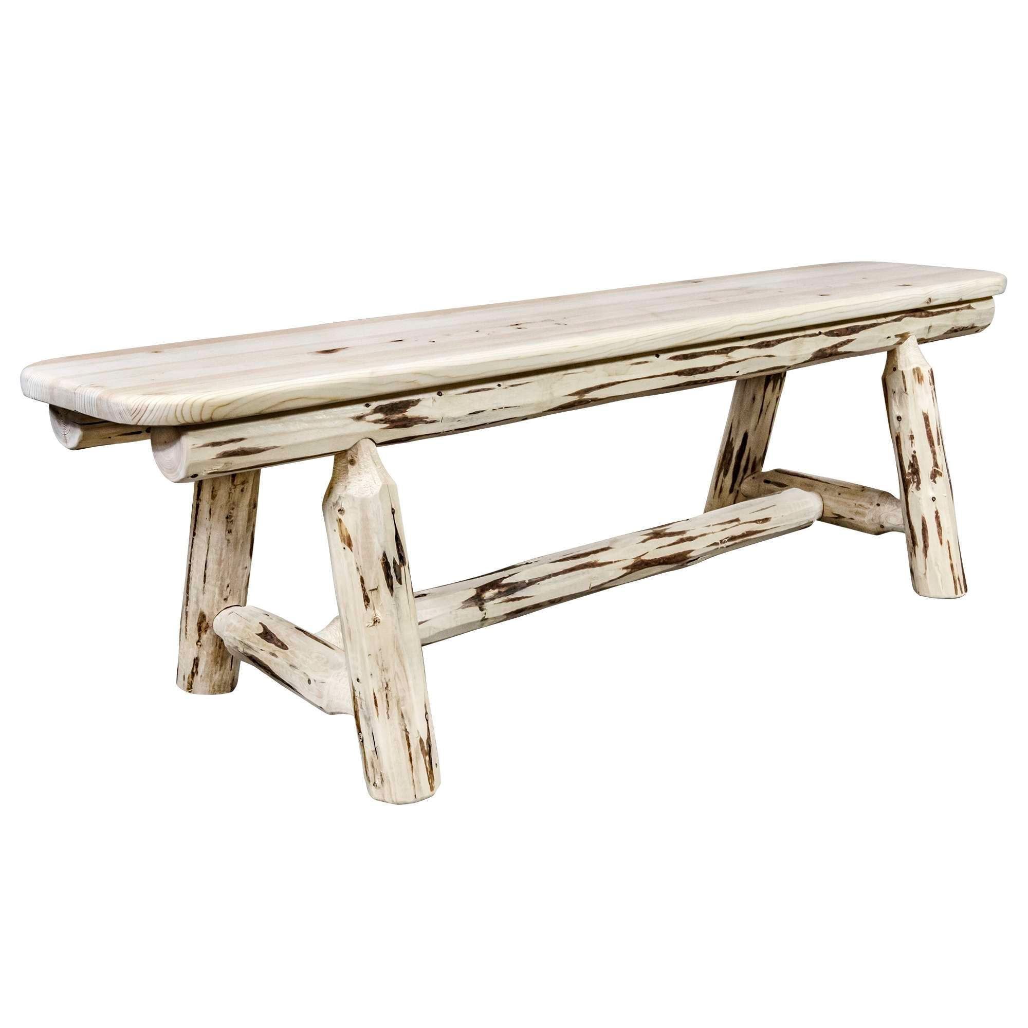 Montana Lodge 5-Foot Plank Style Pine Bench, Clear Lacquer