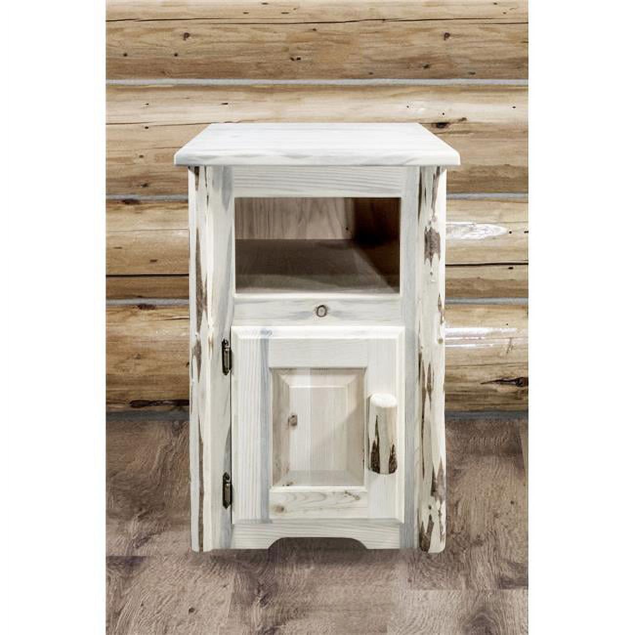 Rustic Lodge Pole Pine Square End Table with Storage