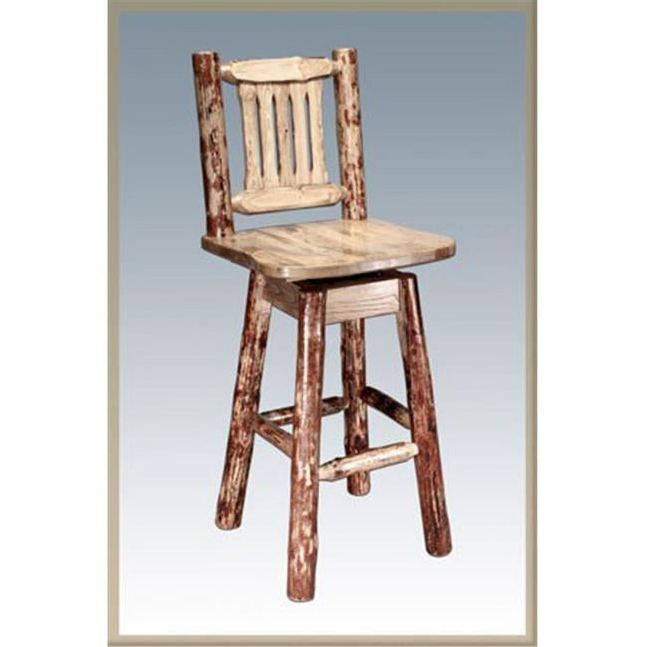 Buckskin High-Back Saddle Swivel Barstool in Solid Wood