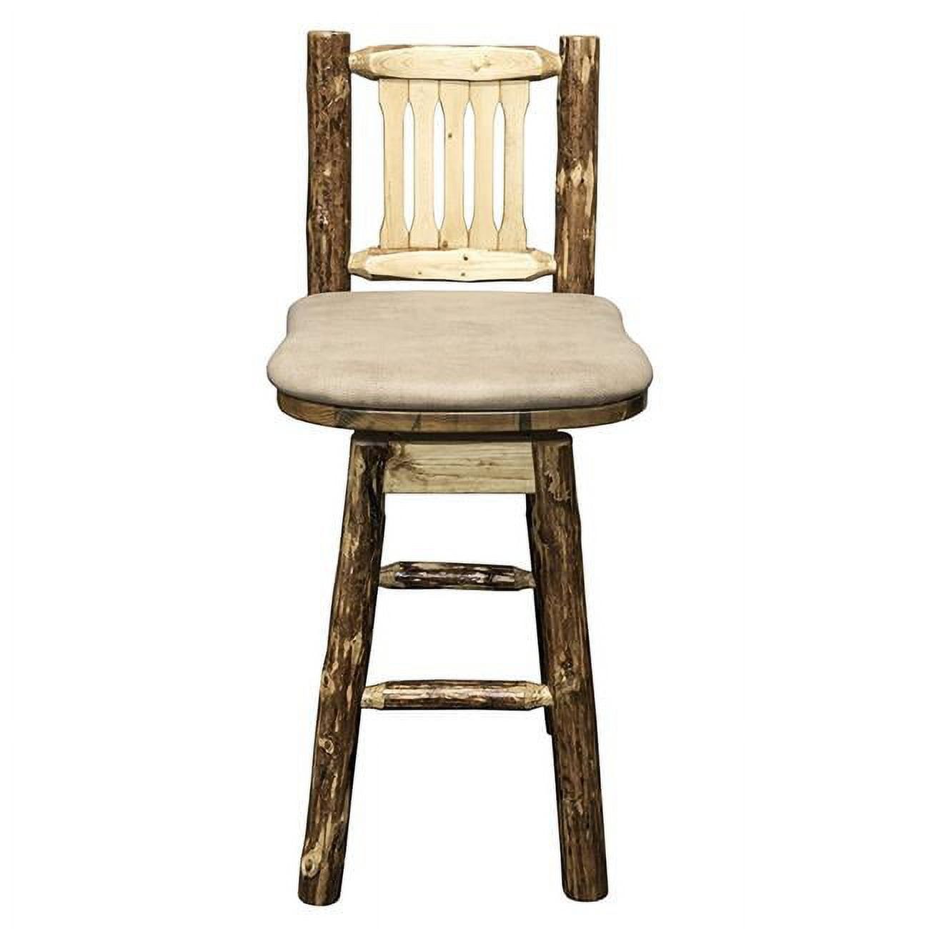 Rustic Buckskin Swivel Barstool 30" with Upholstered Seat - Glacier Country