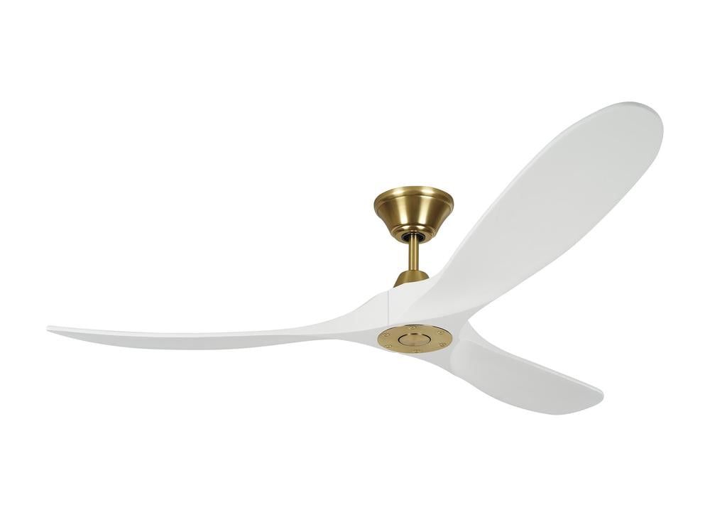 60'' Matte White and Burnished Brass Ceiling Fan with Remote