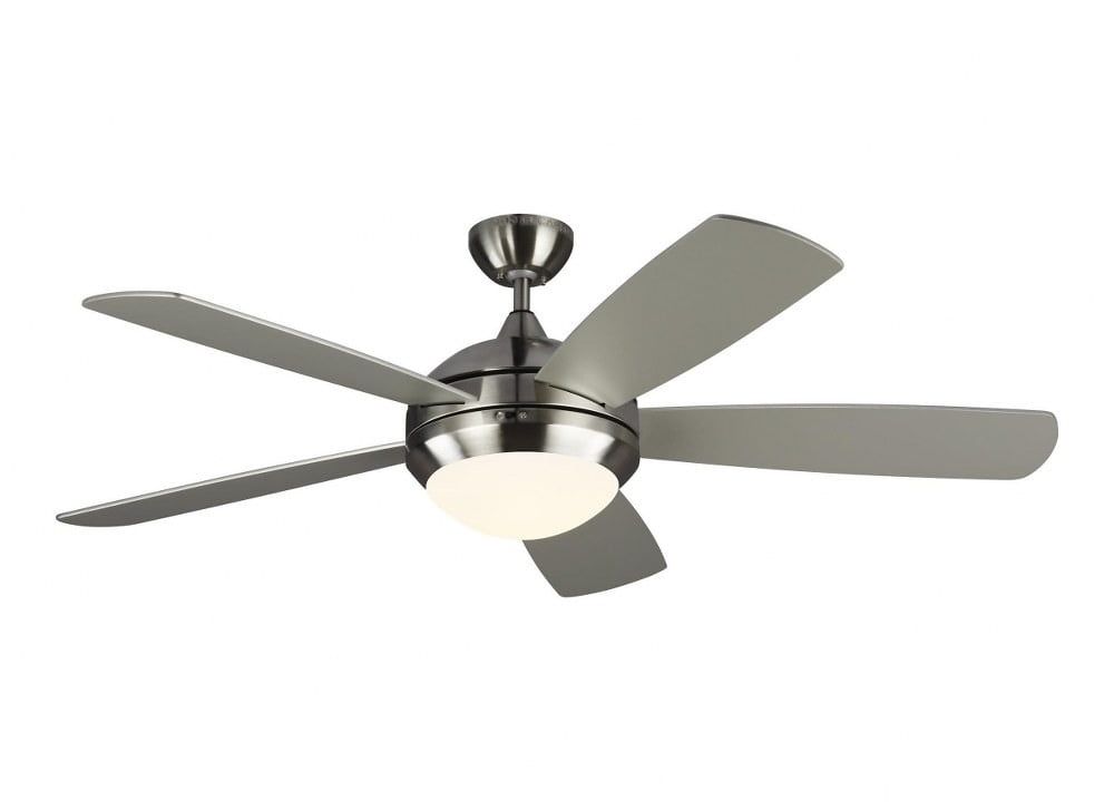 52" Brushed Steel Ceiling Fan with Silver Blades and Remote