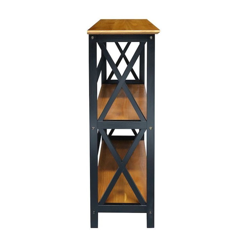 Montego X-Design Black and Walnut Solid Wood Bookcase