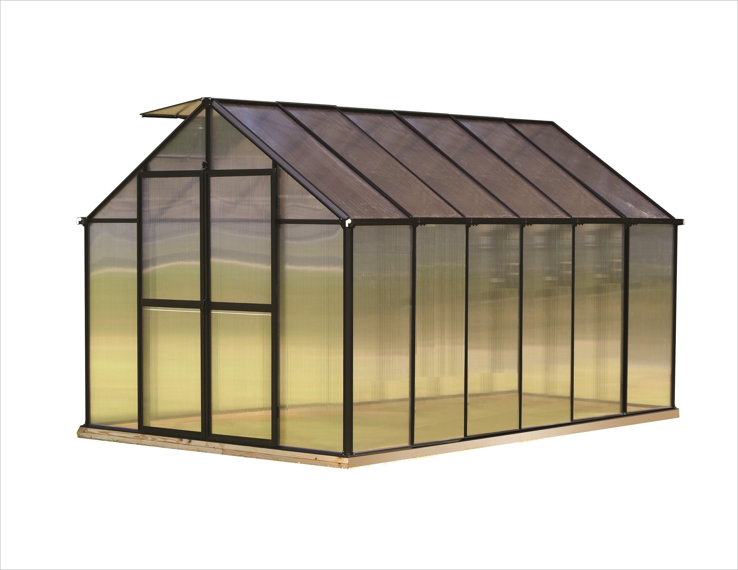 Monticello 8' x 12' Black Aluminum Polycarbonate Greenhouse