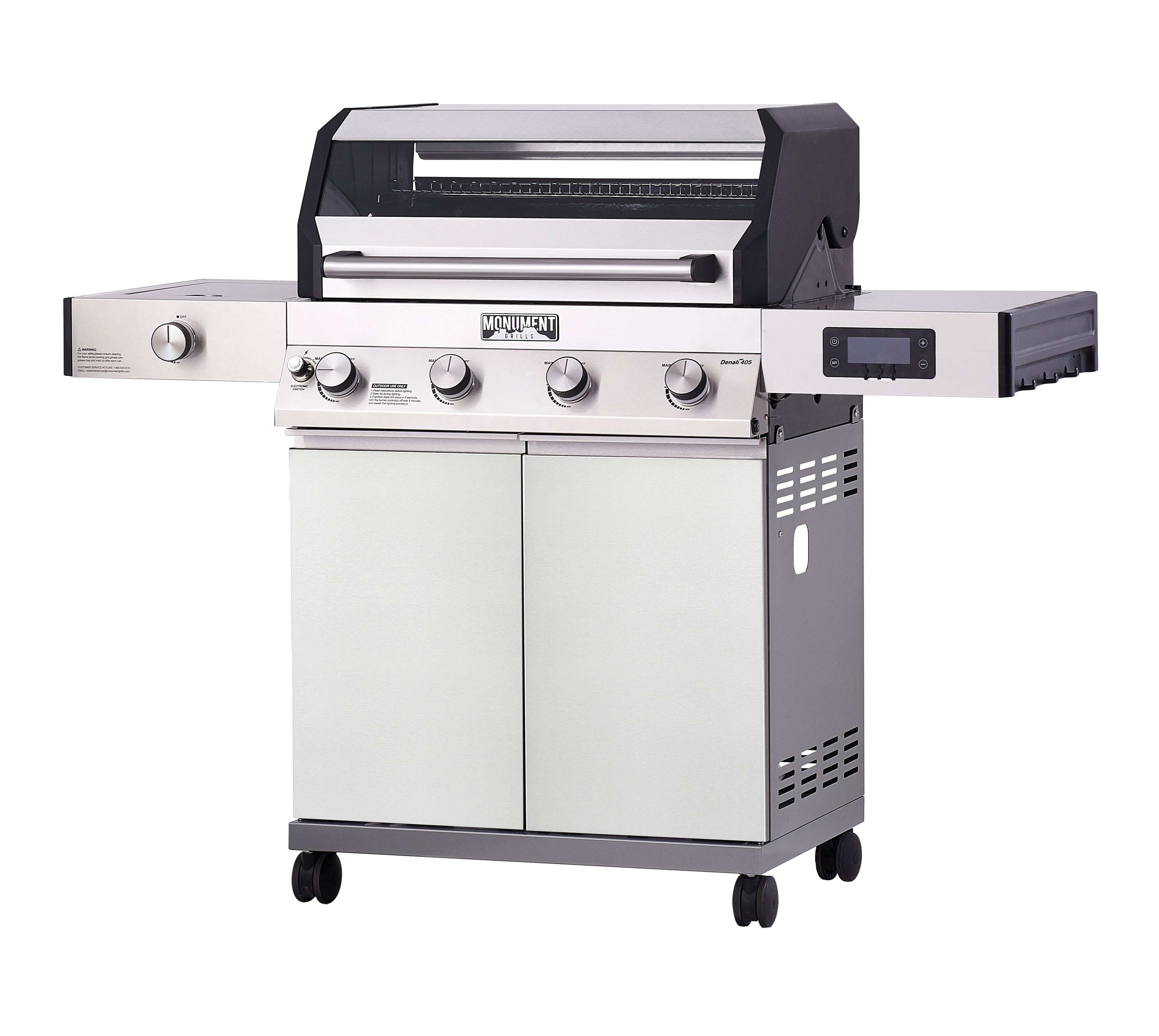 Denali 405 Stainless Steel Propane Gas Grill with Side Burner