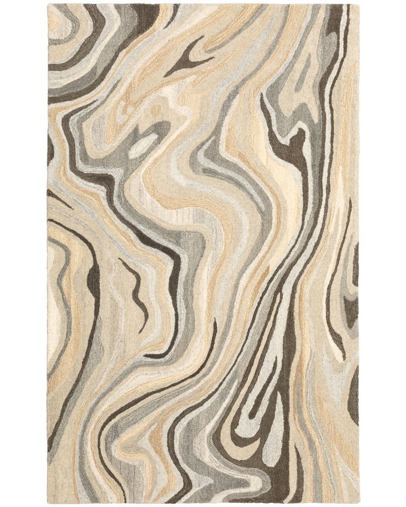 Gray and Beige Wool Handmade Tufted 8' x 10' Area Rug