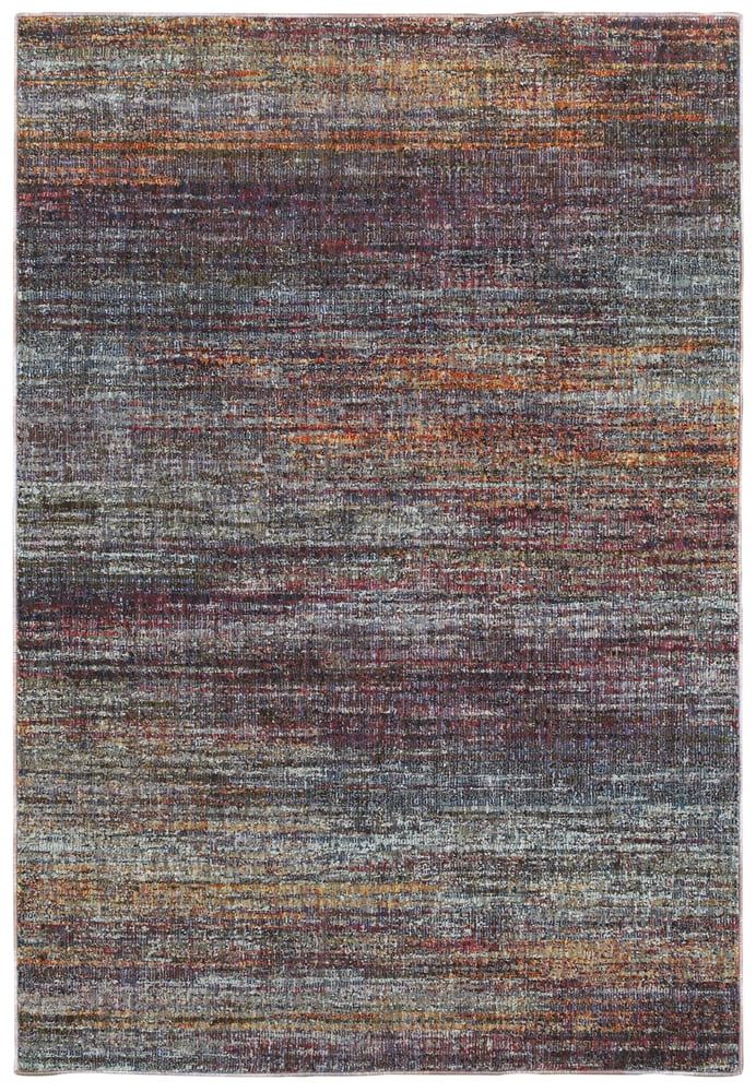 Gray and Multicolor Synthetic Oriental Rectangular Area Rug