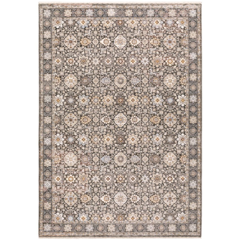 Ivory Floral Motif Hand-Knotted Synthetic Accent Rug