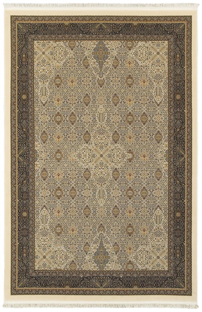 Ivory and Sage Hand-Knotted Traditional Rectangular Area Rug