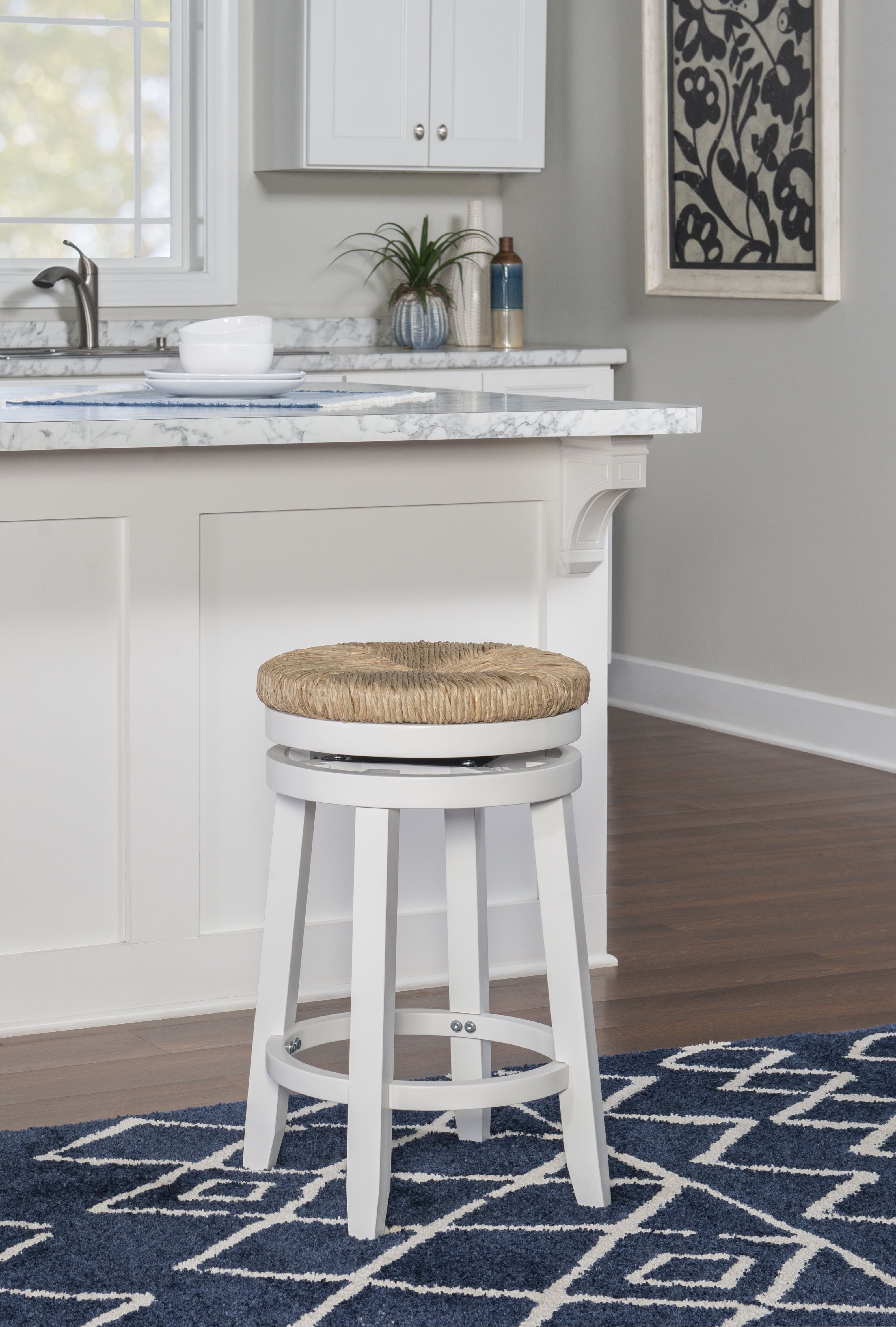 Morgan 25.5" White Wood Swivel Counter Stool