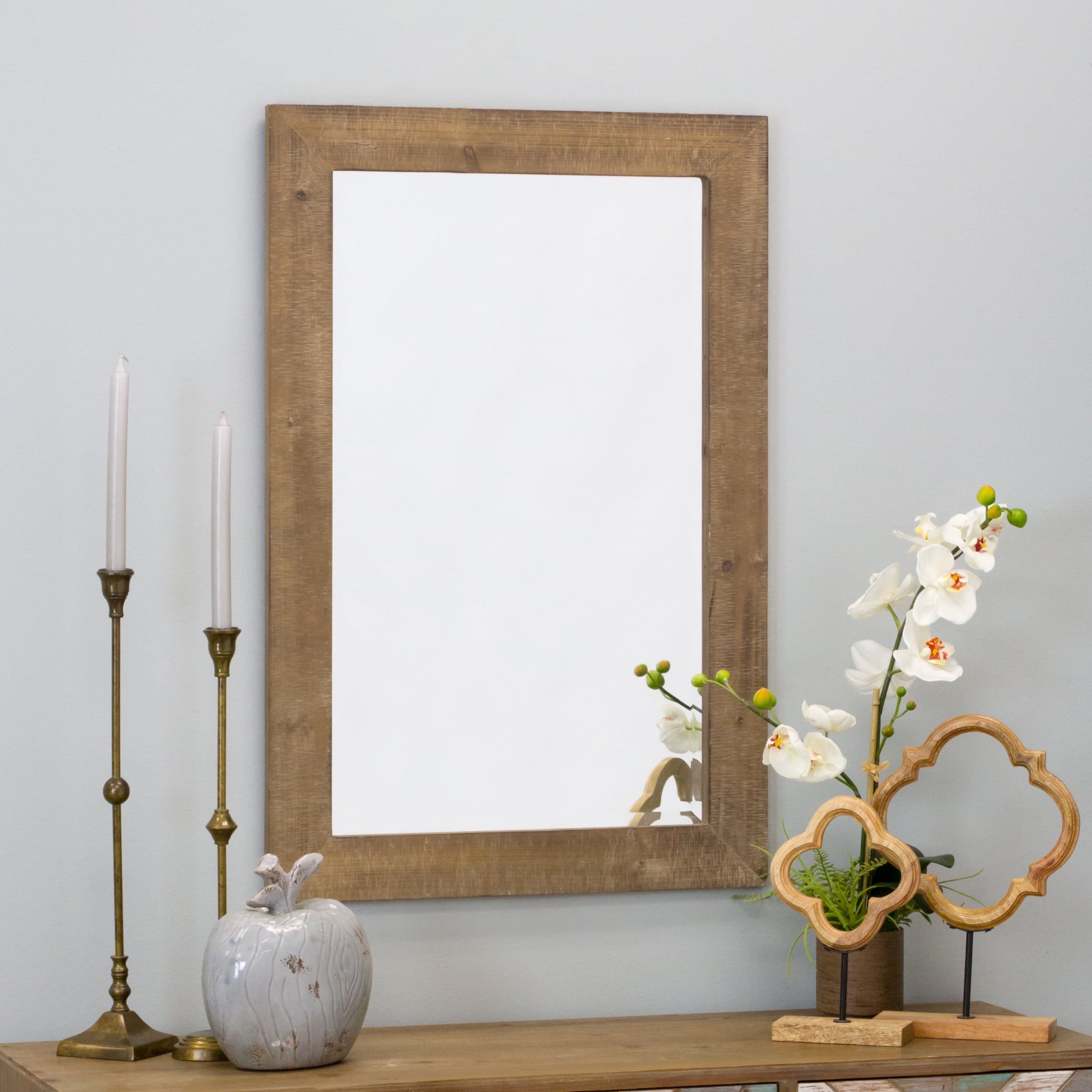 Nutmeg Brown Rectangular Wood Wall Mirror 36" x 24"