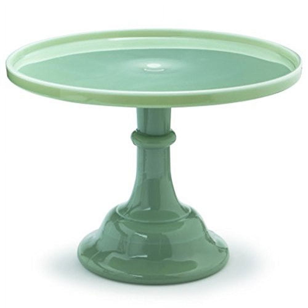 Jade Green Glass Pedestal Cake Stand, 12"