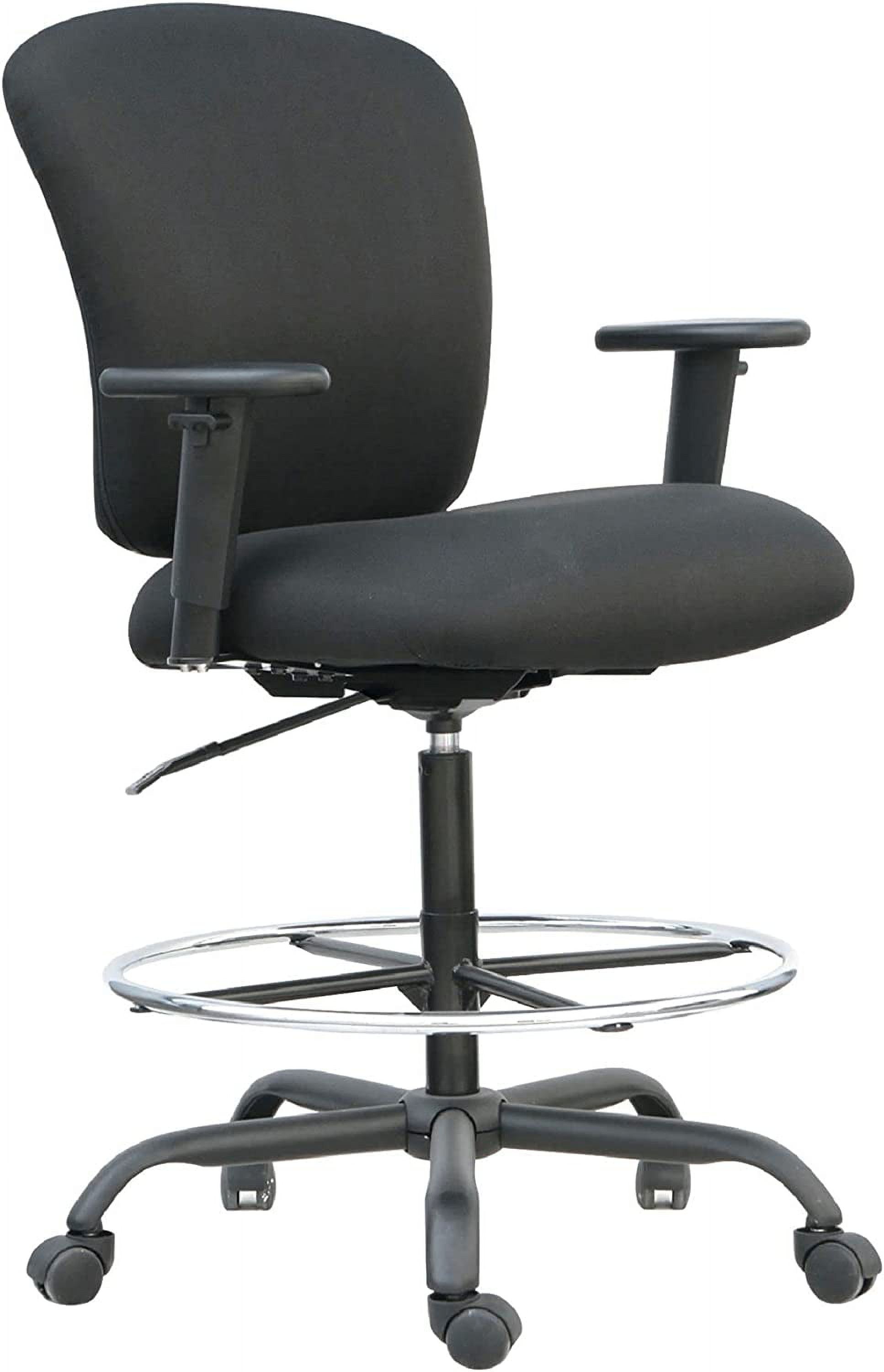 Generously Padded Black Steel Base Big and Tall Office Stool Chair