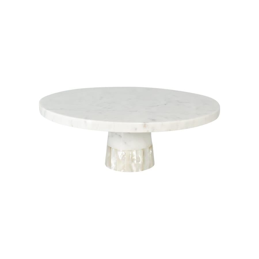 Anaya White Marble and Mother of Pearl Cake Stand