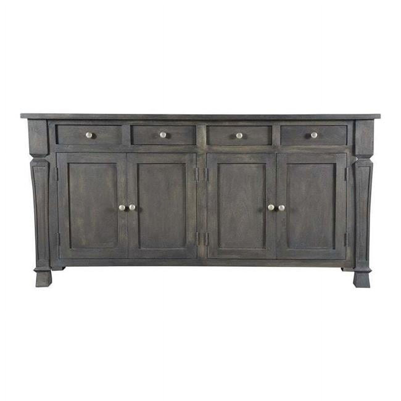 Carmenita Dark Grey Solid Mango Wood 4-Door Sideboard