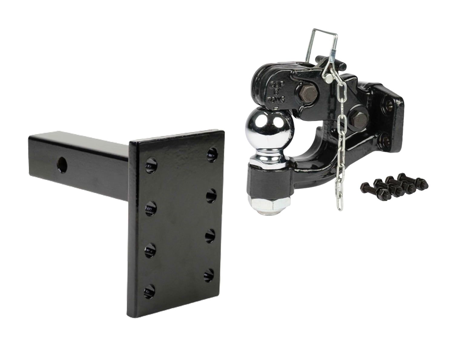 Heavy-Duty Black Steel Pintle Hitch Kit with 2-5/16 inch Ball