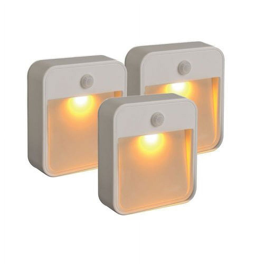 Amber LED Battery-Powered Motion-Sensing Night Light Set of 3