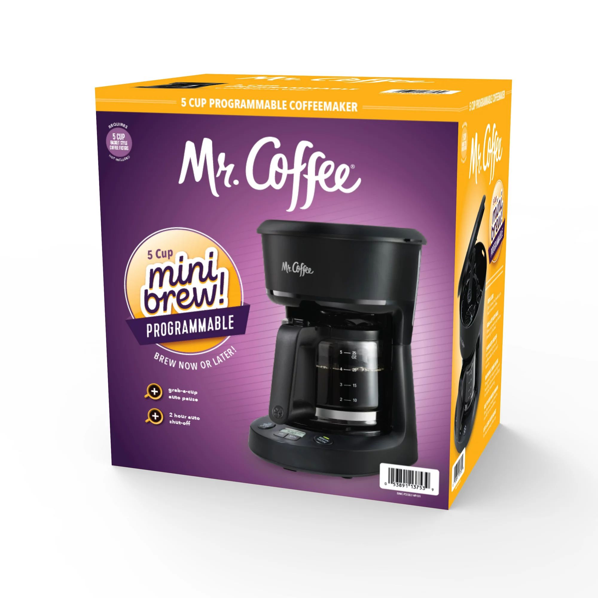 Mr. Coffee 5-Cup Programmable Black Coffee Maker