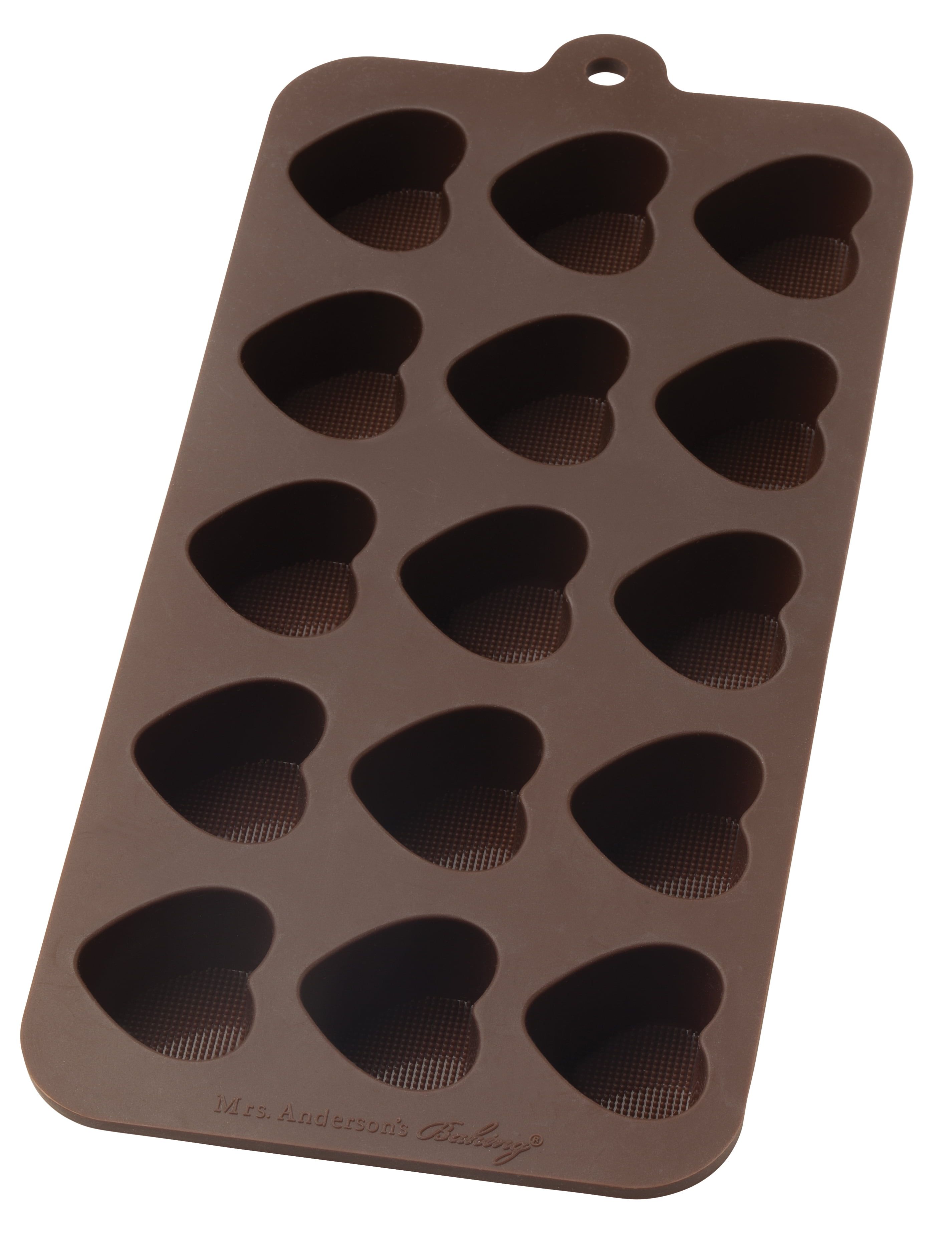 Brown Silicone Heart-Shaped Chocolate Mold, 15 Cavities