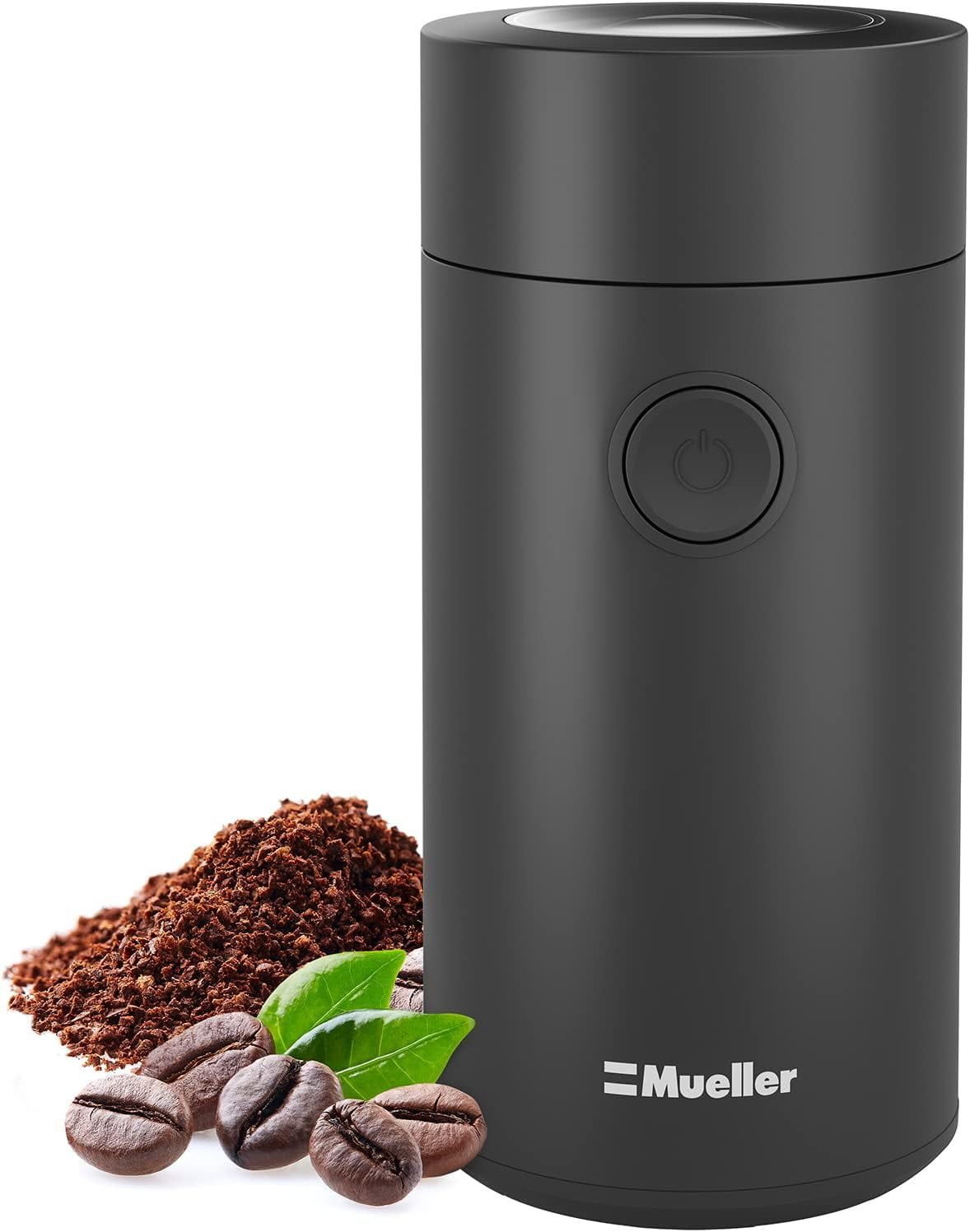 Mueller Black Electric Coffee Grinder with Stainless Steel Blade