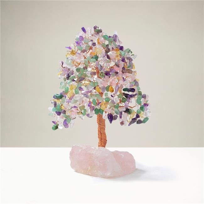 Handmade Gemstone Tree of Life on Rose Quartz Base