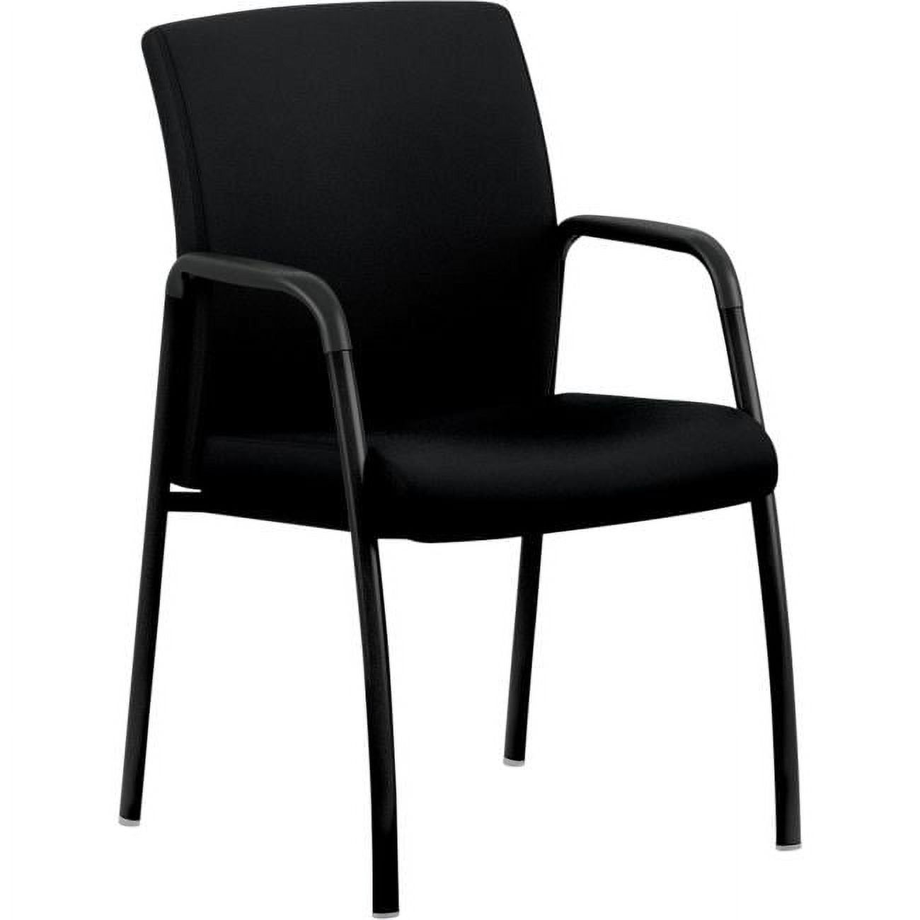 Sculpted Lumbar Support Black Fabric Guest Chair with Steel Frame