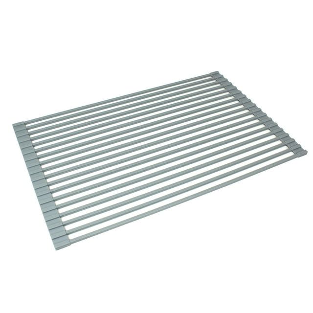 Gray Silicone Foldable Roll-Up Dish Rack for Kitchen Sinks