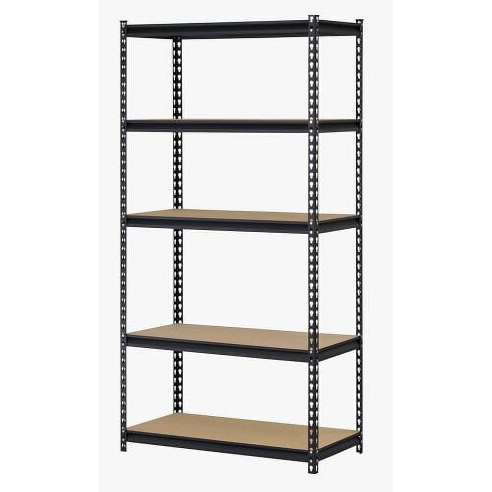 Heavy-Duty Workshop 5-Tier Steel & Wood Shelving Unit, 36"W x 18"D x 72"H, Black