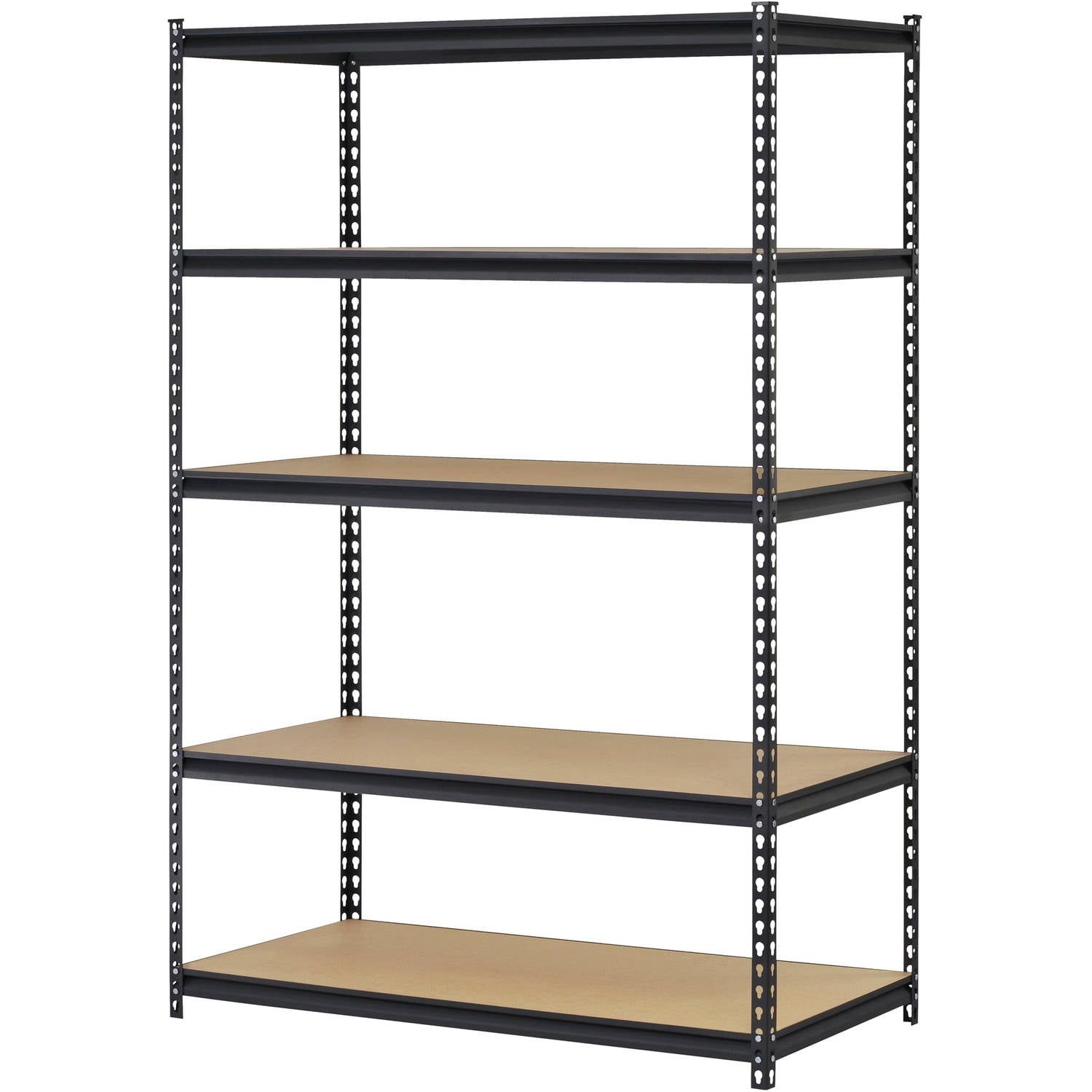 Heavy-Duty Black Steel 5-Shelf Adjustable Storage Rack