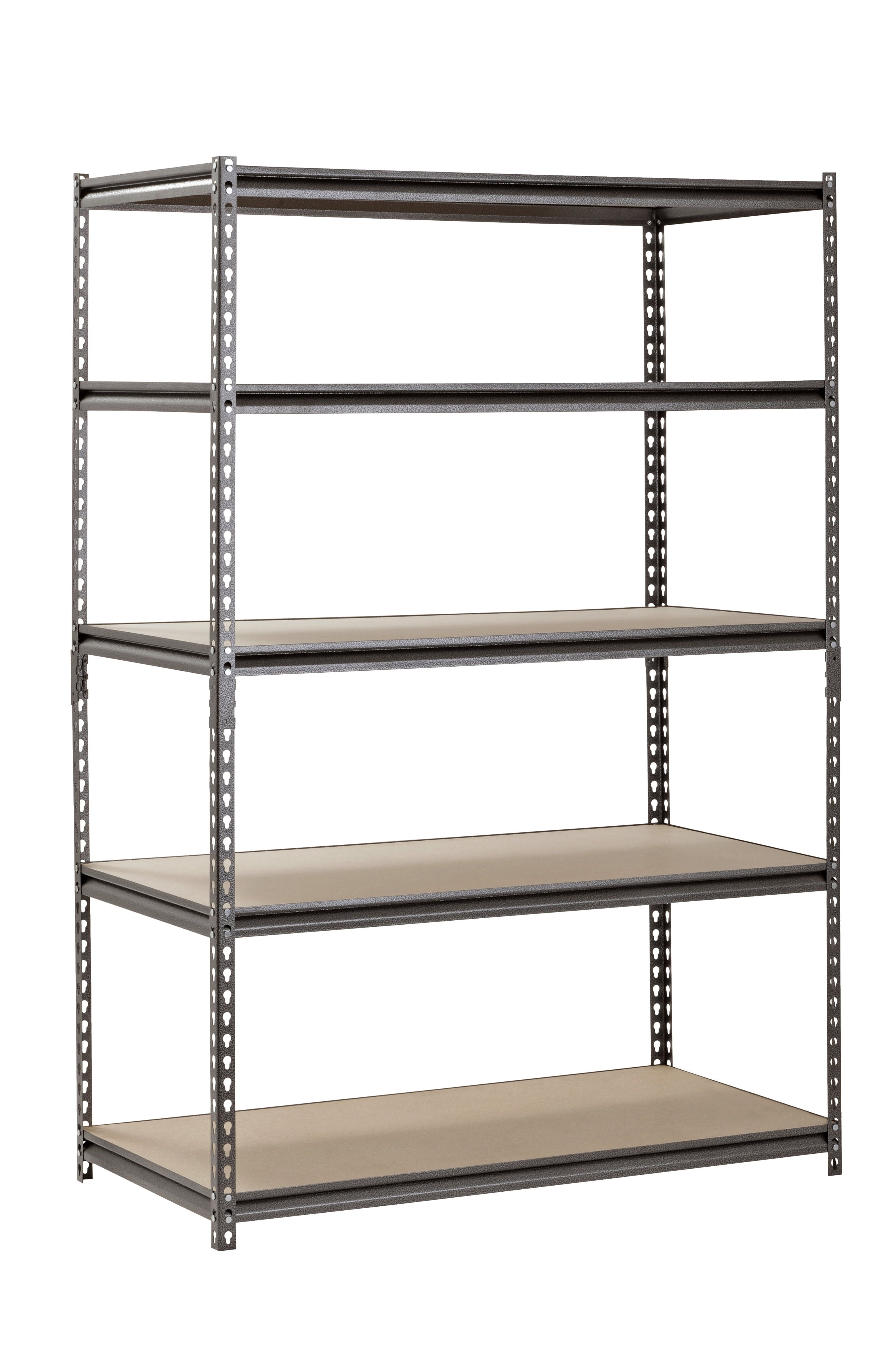 Muscle Rack 48"W x 24"D x 72"H 5-Tier Silver Steel Shelving Unit