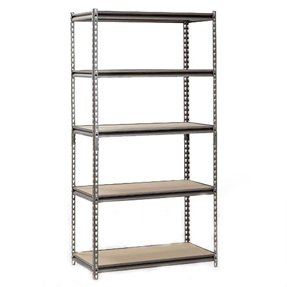 Silver 36"W x 18"D x 72"H Steel 5-Shelf Freestanding Unit