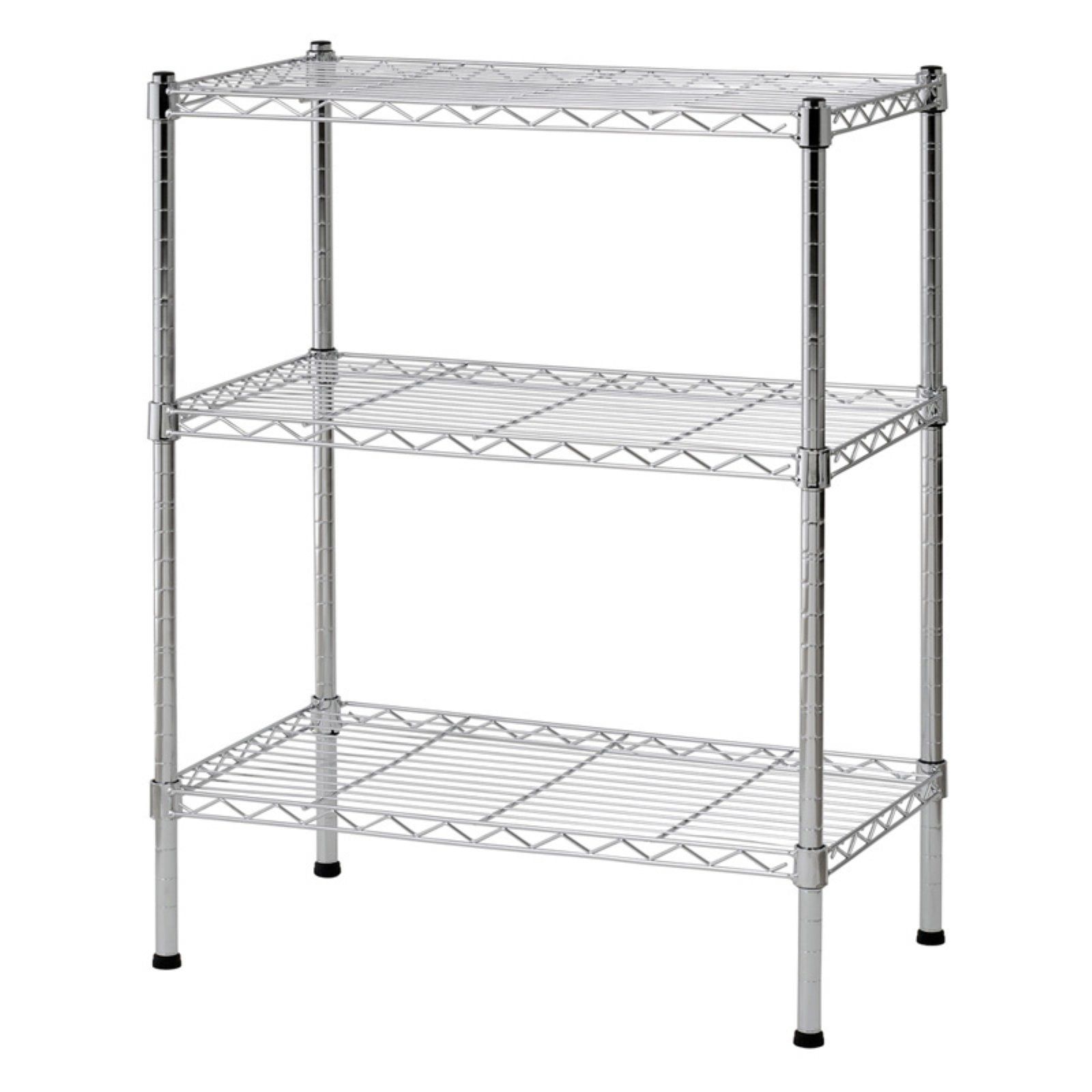 Chrome 3-Tier Steel Wire Shelving Unit for Kitchen and Garage