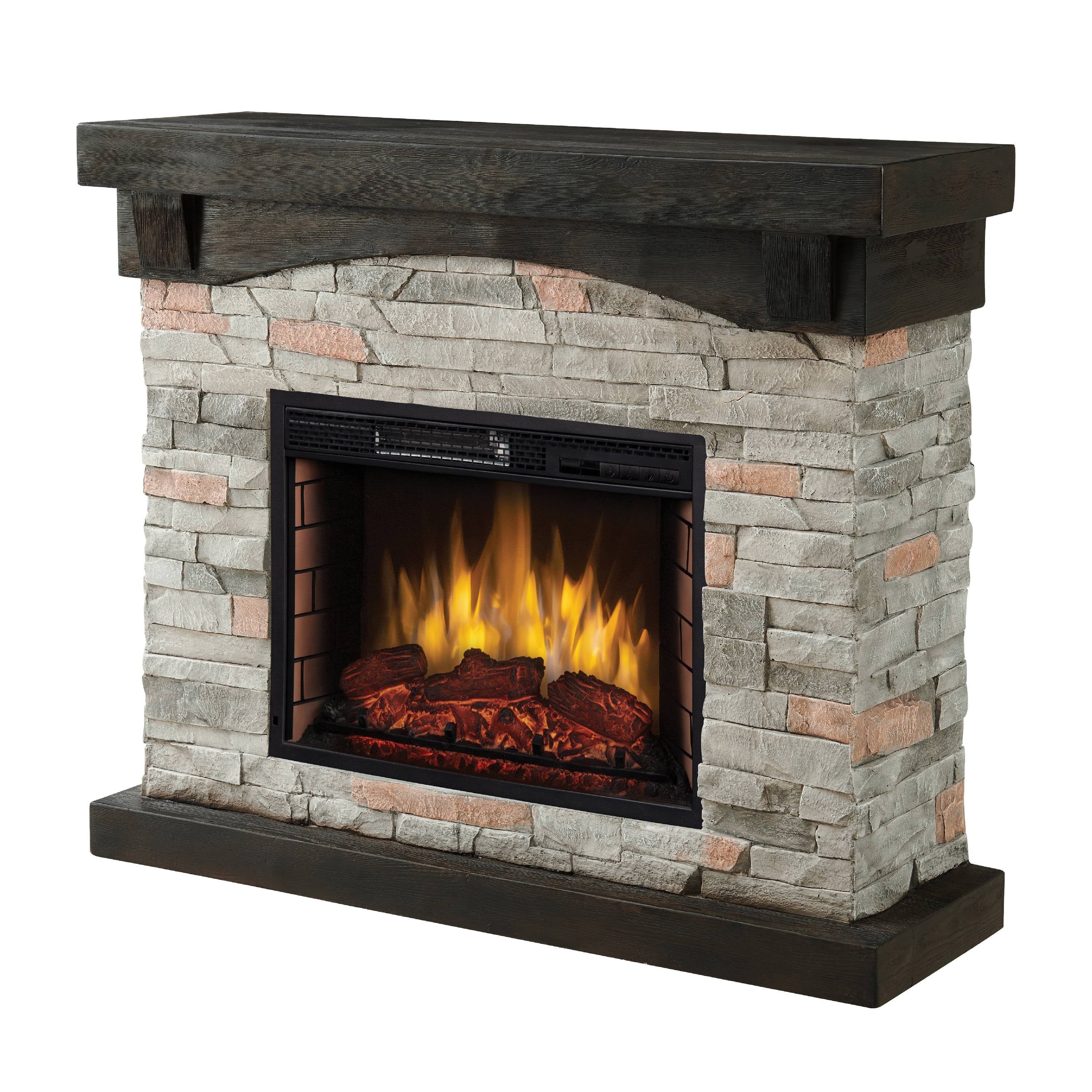 Muskoka 42" Gray Faux Stone Electric Fireplace with Mantel