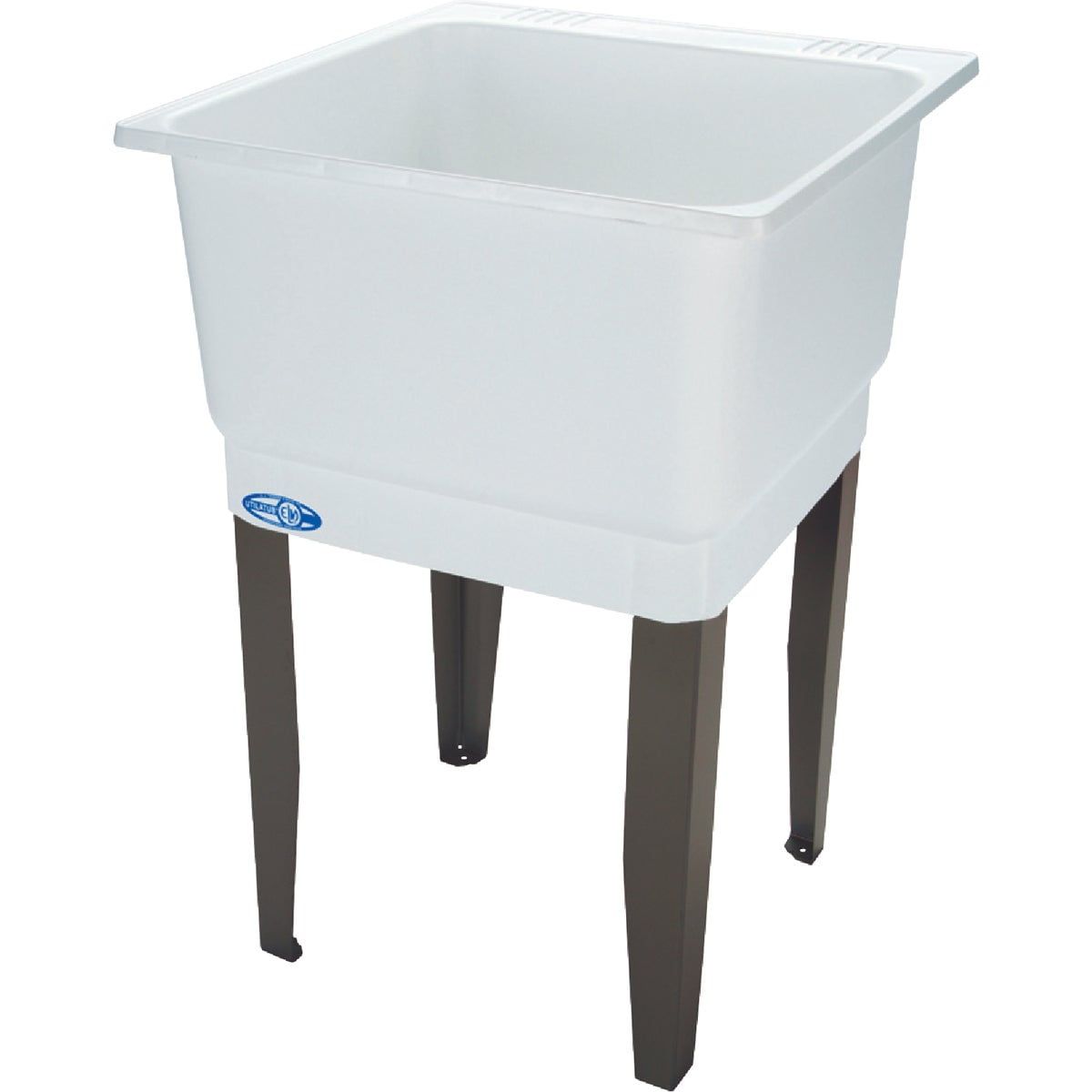 White 20-Gallon Industrial Floor-Mount Utility Sink with Steel Legs