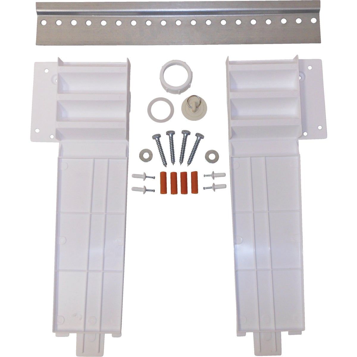 White and Silver Wall Bracket Laundry Tub Hardware Kit