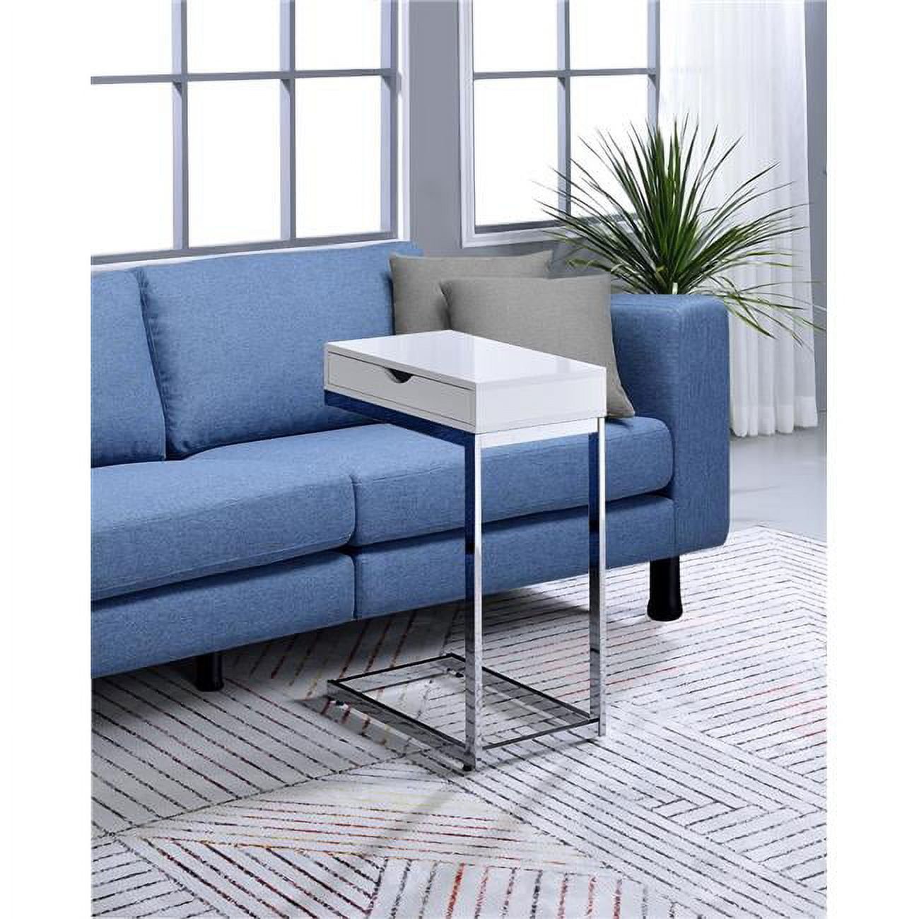 Lenora White Wood and Metal Chair Side End Table with Storage