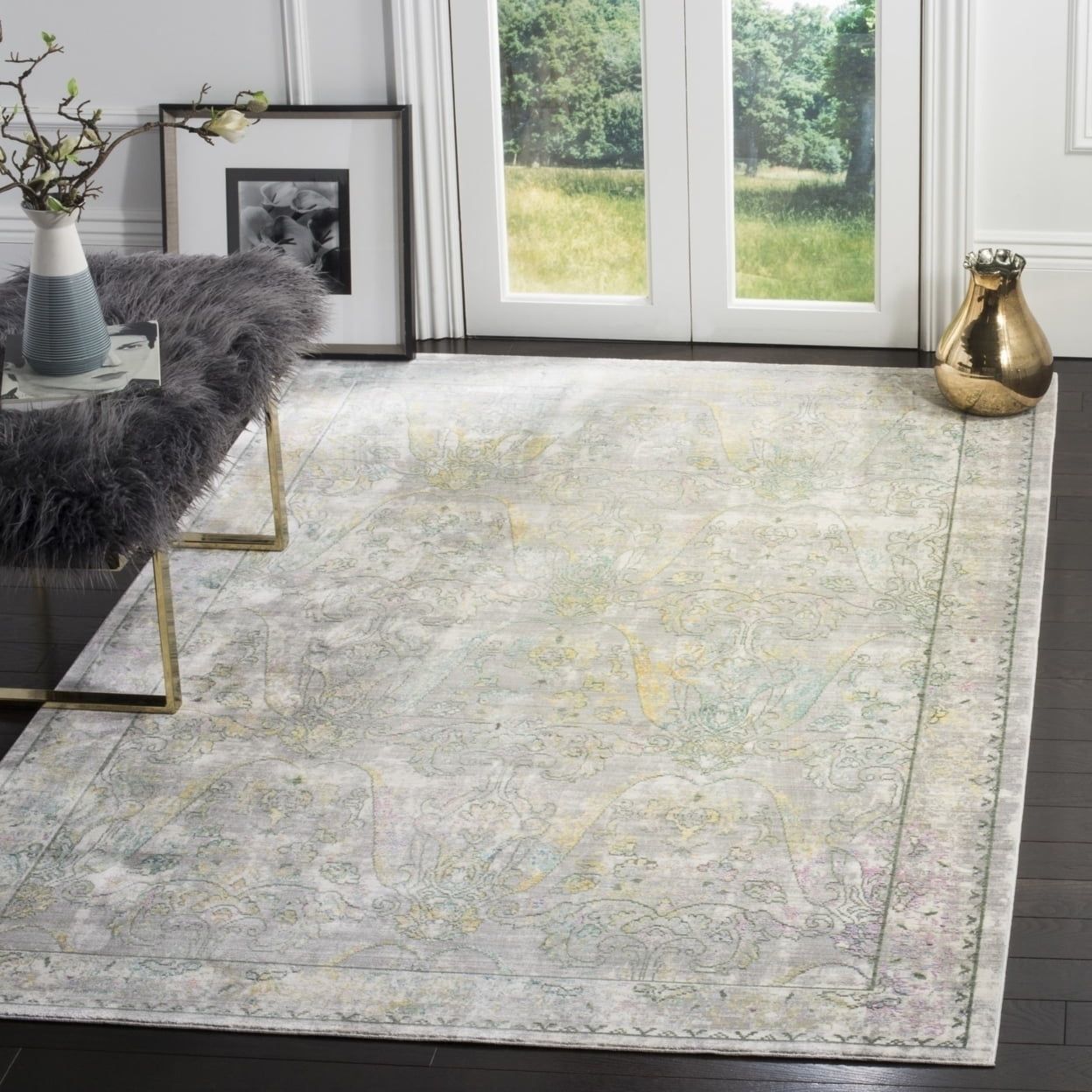 Mystique 9' x 12' Grey Multi Abstract Synthetic Area Rug