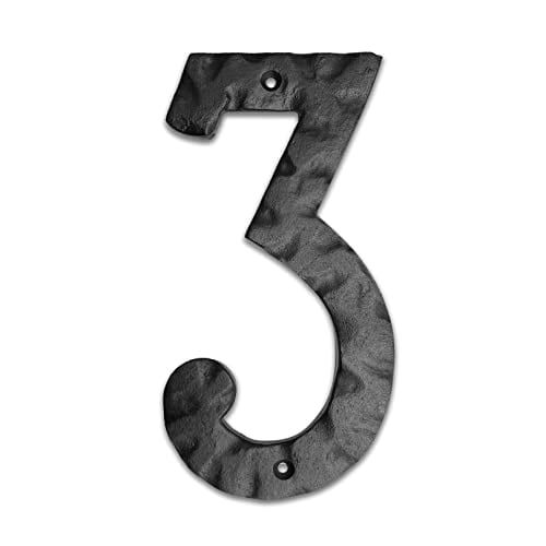 Matte Black Cast Iron Floating House Number 3