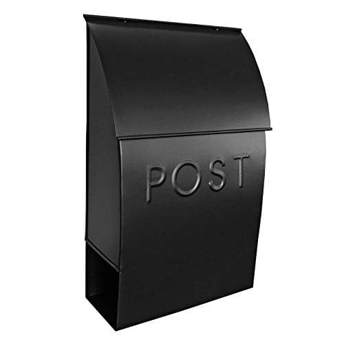Black Powder Coated Metal Wall Mounted Mailbox with Newspaper Holder
