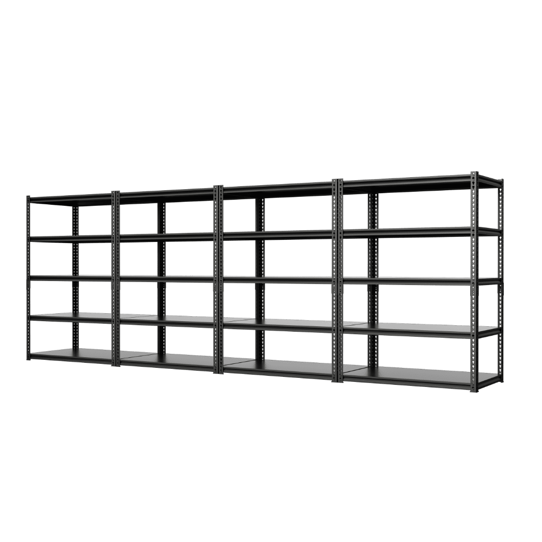 Heavy Duty Black Steel 5-Tier Adjustable Shelving Unit, 72" H x 36" W x 18" D