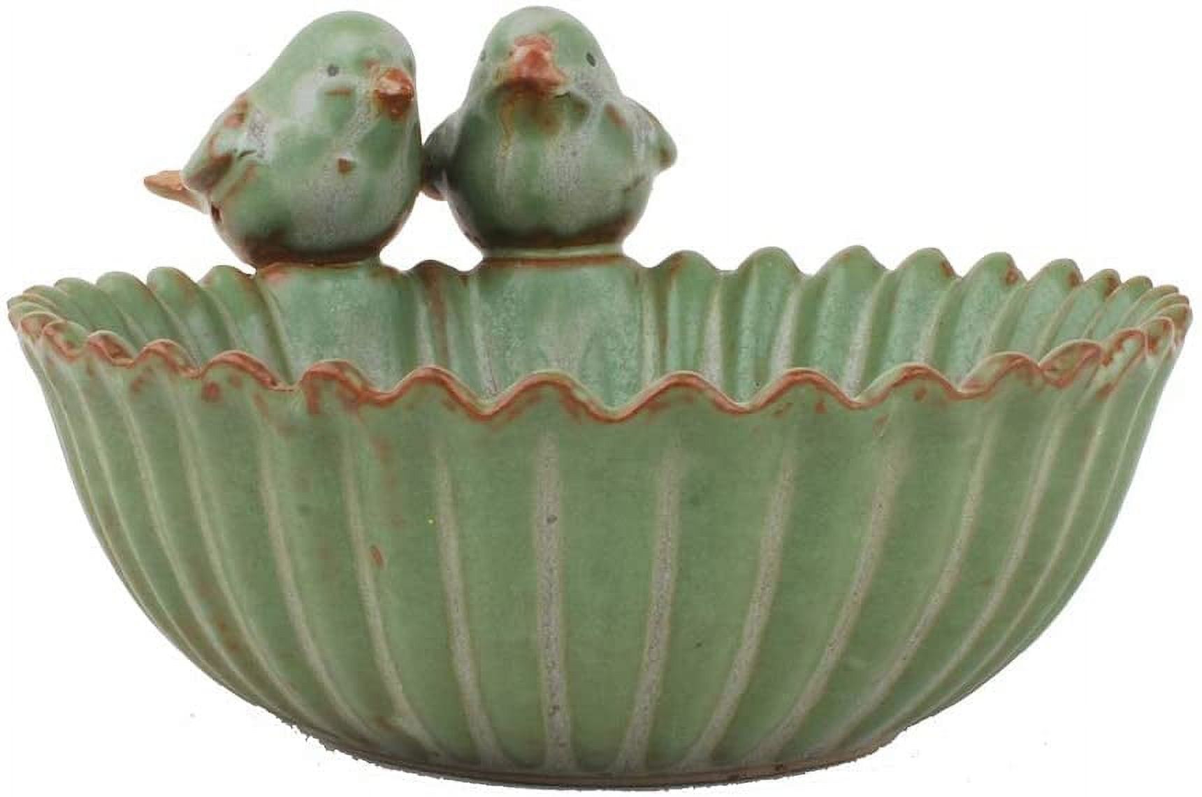 Green Ceramic Bird Design Garden Planter Pot