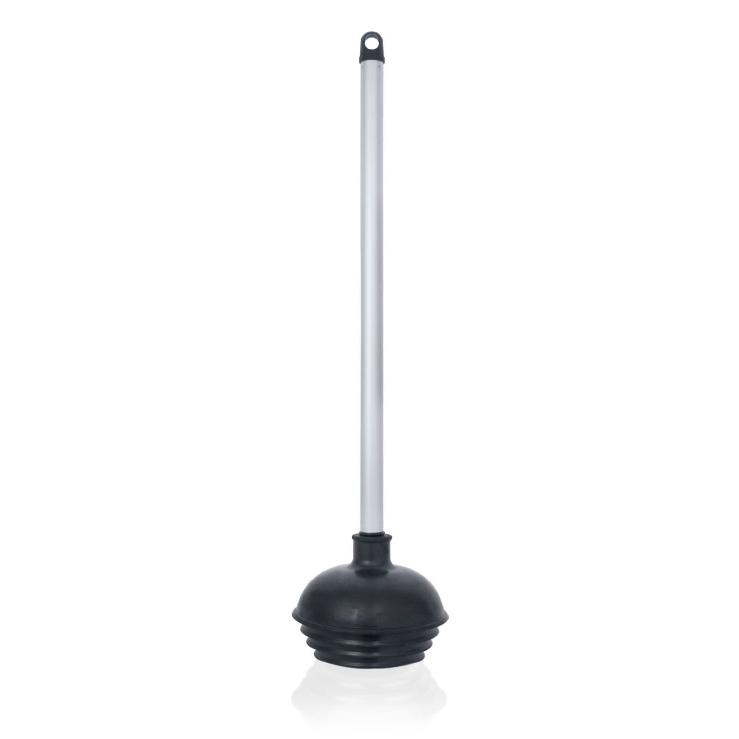 Heavy-Duty Black Rubber Toilet Plunger with Aluminum Handle