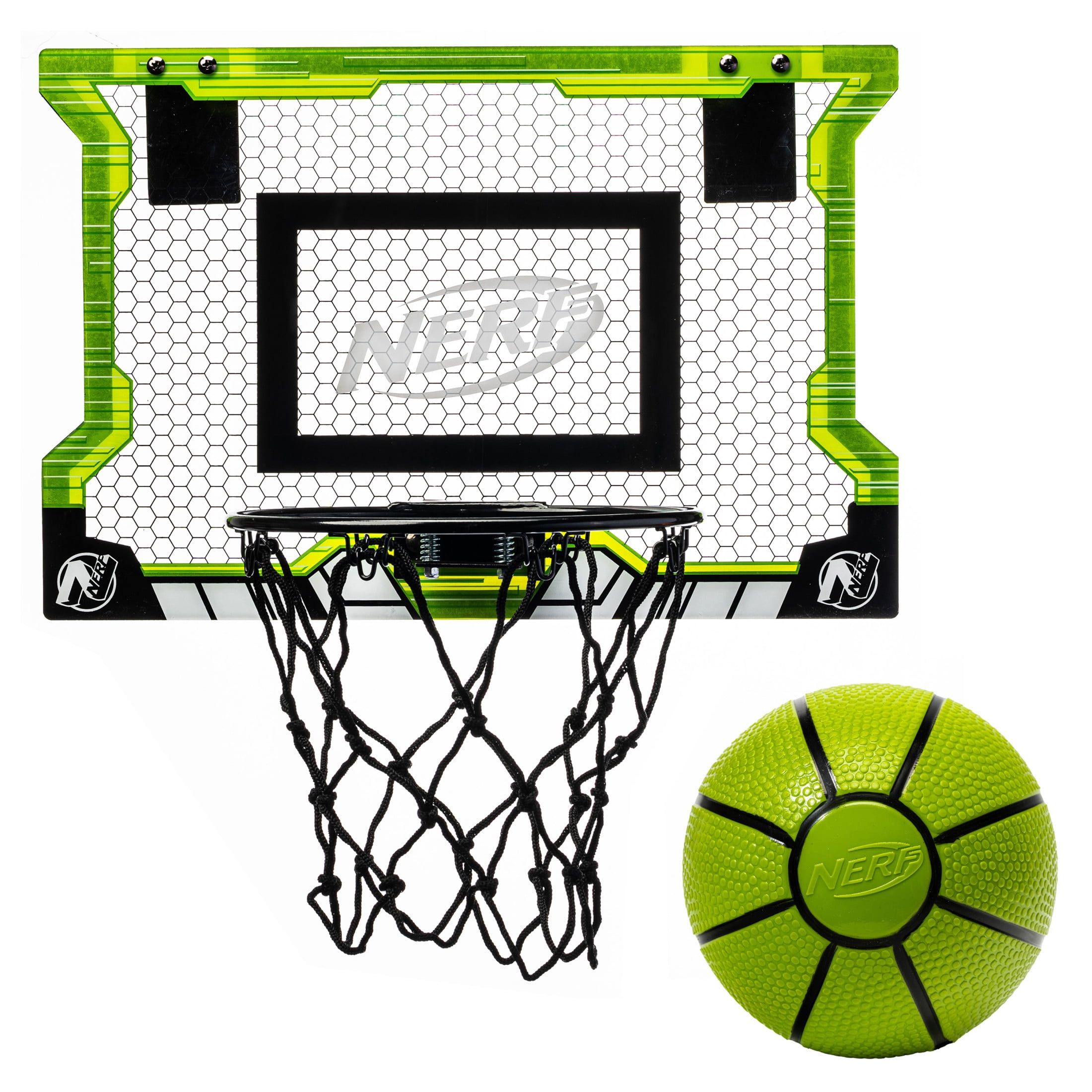 Green Polycarbonate Over-the-Door Basketball Hoop Set with Mini Ball