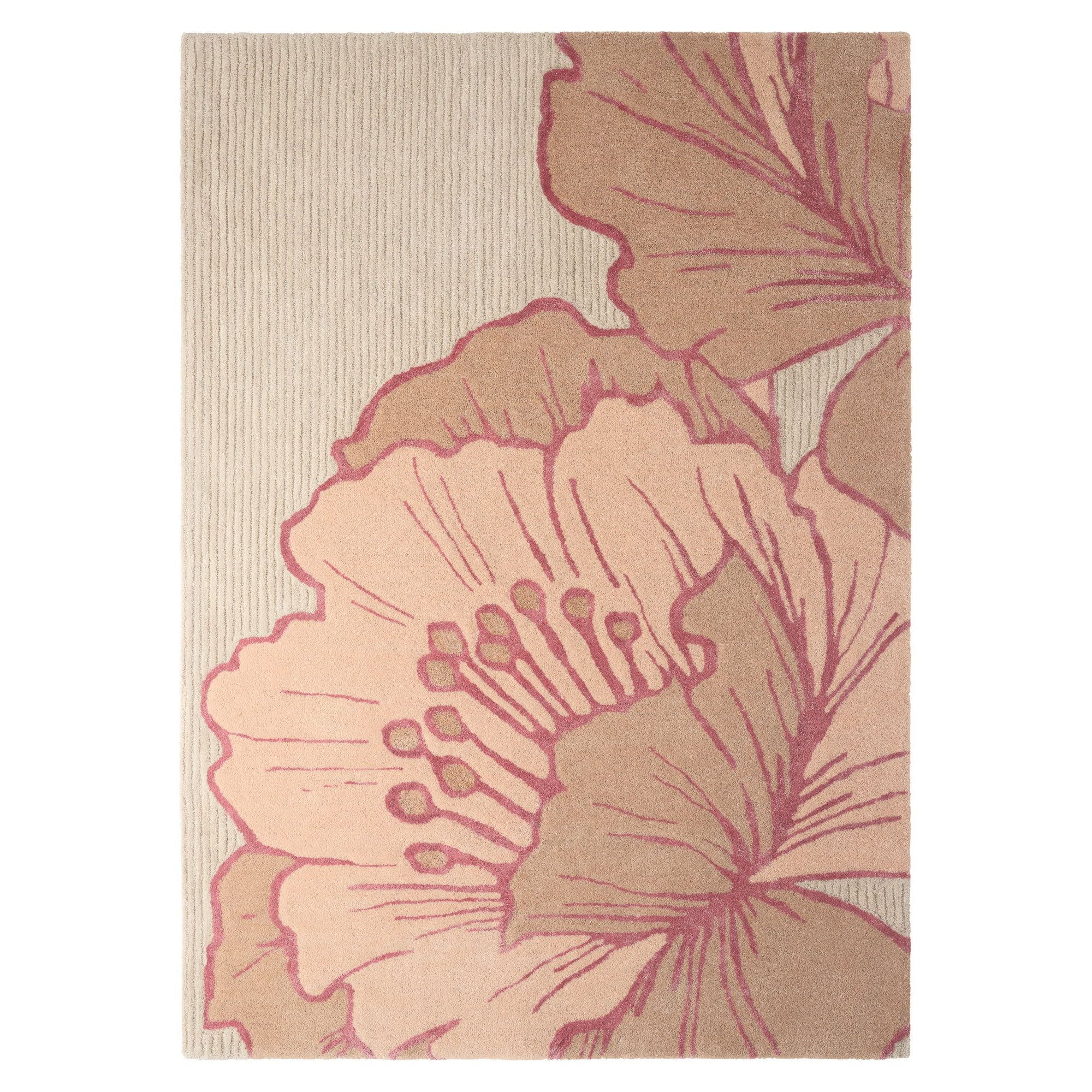 Hand-Tufted Rose Floral Wool and Viscose 6' x 9' Area Rug