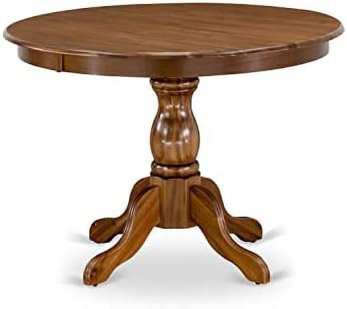 Mid-Century Modern Round Walnut Wood Dining Table, 42"