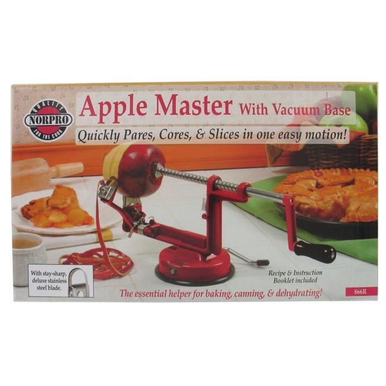 Red Stainless Steel Apple Peeler Corer with Vacuum Base