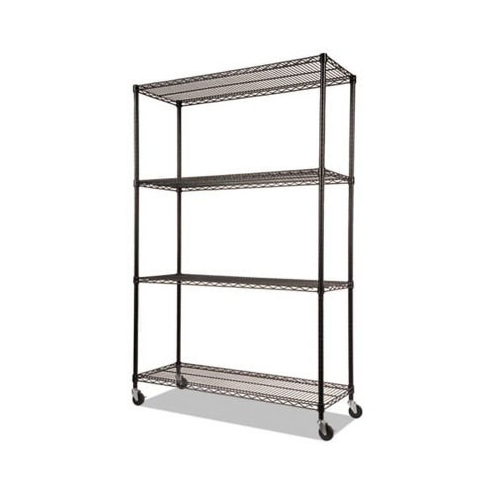 Black 72" NSF Certified 4-Shelf Wire Shelving Unit with Casters